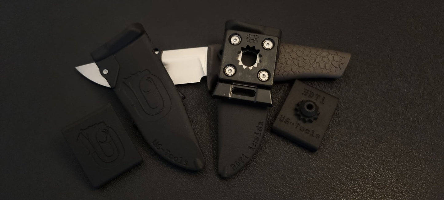 UG-Tools TiNy "Floe" mit Droppoint Klinge in 14C28N Stahl und "Modular" Scheide