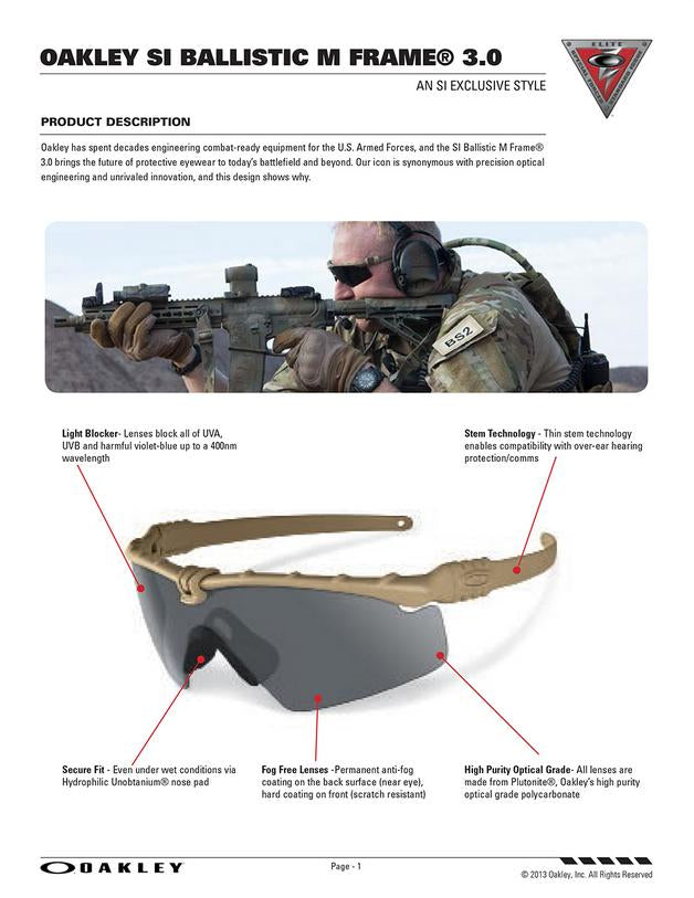 OAKLEY SI BALLISTIC M FRAME 3.0 ARRAY DARK BONE / Gläser CLEAR & GREY EN